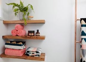 DIY Step Image - How to build D.I.Y. wooden bathroom shelves . Blob storage upload.