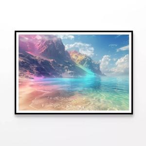 Beach, Sunrise & Mountain  Print 100% Australian Made 90x60cm  (Poster)