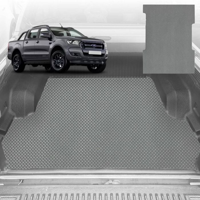 6D Diamond Ute Tub Mat for Ford Ranger (PX2 Dual Cab Ute) 2015-2018 (with Plastic tub Liner) - Grey
