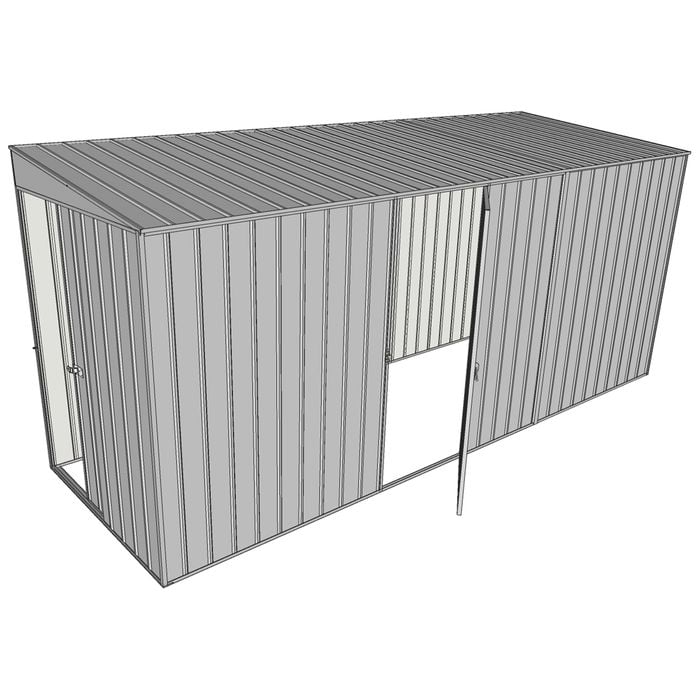 Build-a-Shed 1.5 x 4.5 x 2m Sliding Door Tunnel Shed with Side Door - Zinc