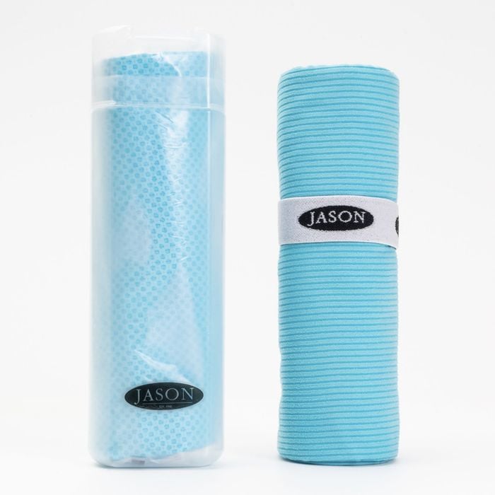 2pk Jason Sports Gym Drying/cooling Towel Set W/ Tube - Aqua