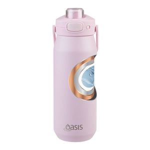 Oasis Ceramic Stainless Steel Insulated Capri Drink Bottle 750ml Pink Lemonade