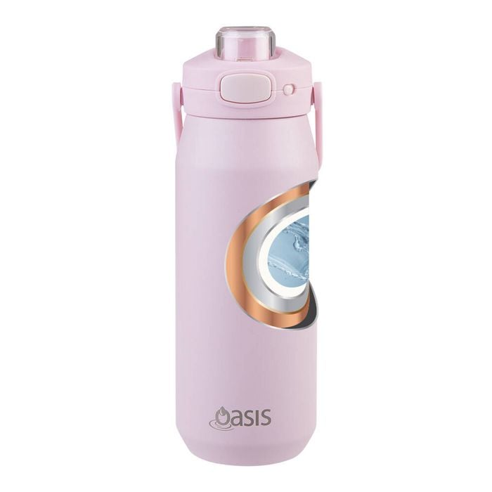 Oasis Ceramic Stainless Steel Insulated Capri Drink Bottle 750ml Pink Lemonade