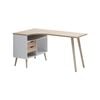 Anton Desk Computer Table Home Office Study Desk 2 Drawers And Storage Woodgrain And White