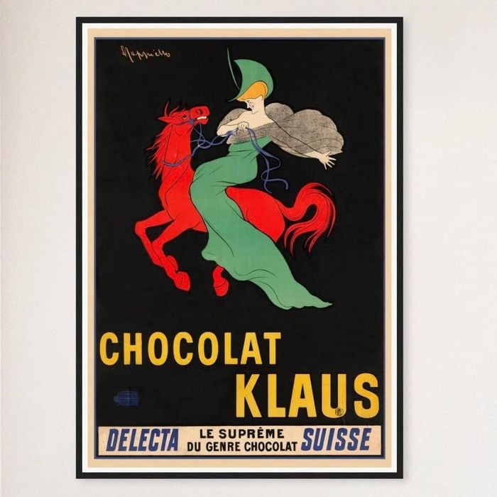 Galrie Stunning Vintage Chocolate Klaus Advertising Poster by Leonetto Cappiello Artwork, Black Frame, 50 x 70cm (20 x 28inch)