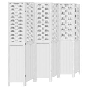 vidaXL Room Divider Privacy Screen Partition 6 Panels White Paulownia