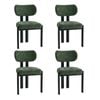 Oikiture Set Of 4 Dining Chairs Chenille Fabric Kitchen Chair Padded Seat Green