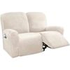 Smarcute 2 Seater Velvet Recliner Chair Sofa Cover 6 Piece for 2 Cushion Seat Beige