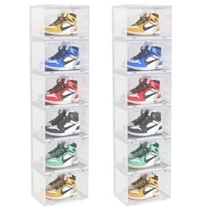 Soga 2x 6-tier Transparent Shoe Organiser Stackable Folding Storage Box Magnetic Door