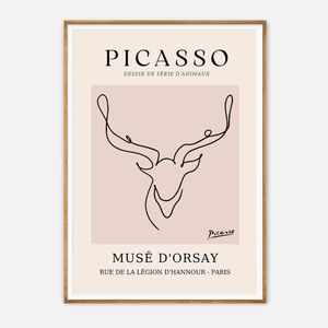 Galrie Elegant Minimalist Art Print of Picasso's Animal Drawings, Wood Frame, A0 84 x 119cm (33 x 47inch)