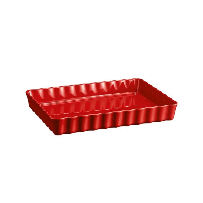 Emile Henry 31cm Ceramic Deep Tart Baking Dish Rectangle Burgundy