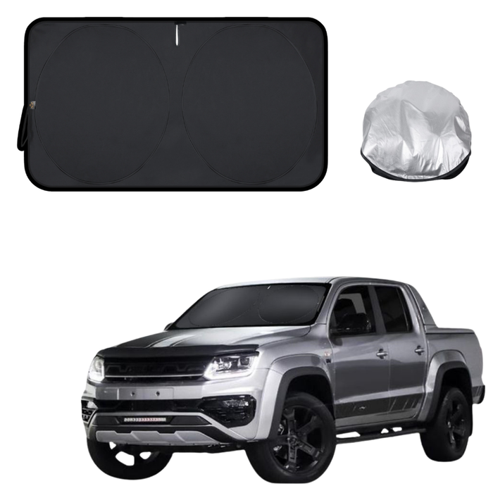 Front Windscreen Sun Shade for VolksWagen Amarok Dual Cab 2022 - Current 2H Facelift - Standard 150 x 85 cm - Black