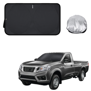 Front Windscreen Sun Shade for Nissan Navara Single Cab 2015 - Current (NP300/D23) - Standard 150 x 85 cm - Black