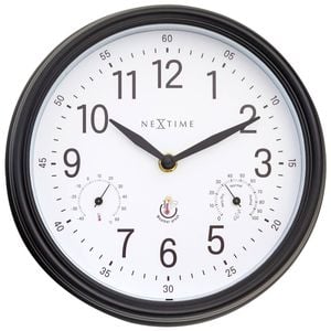 NeXtime Jasmine Weatherproof Outdoor 23.5cm Wall Clock - Black/White