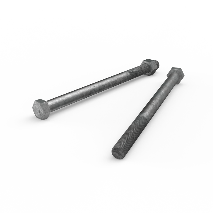 ZENITH M16 x 250mm Hot Dip Galvanised Hex Head Bolts and Nuts - Each