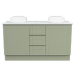 New England Joinery 1500mm Diadem Double Basin SilkSurface Top Floor Standing Vanity