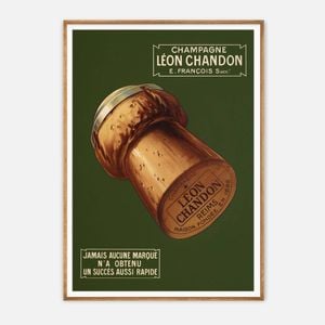 Galrie Léon Chandon Vintage Champagne Poster - Elegant French Art Print for Home Decor, Wood Frame, A0 84 x 119cm (33 x 47inch)