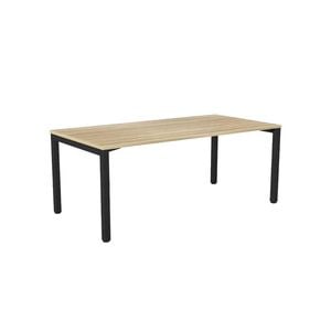 Olg Axis Single Black Frame New Oak Ravine Top Scallop Office Desk L1800mm X W750mm