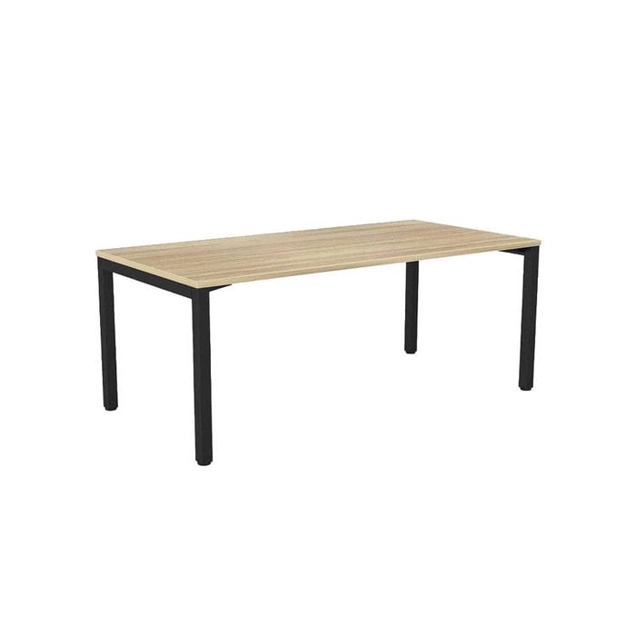 Olg Axis Single Black Frame New Oak Ravine Top Scallop Office Desk L1800mm X W750mm
