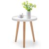 Costway Round Coffee Table Sofa Bedside Table Bamboo Legs