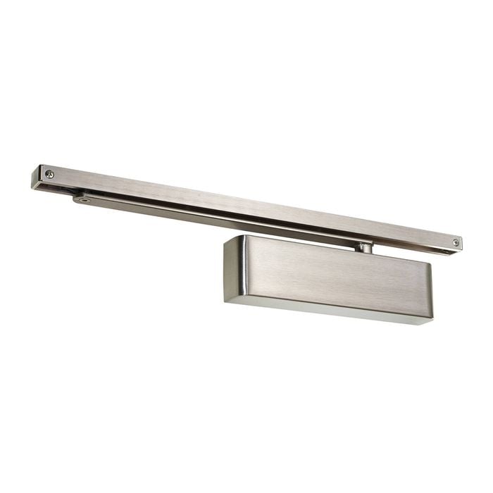 Zanda 75mm Brushed Nickel Slimline Closer Cover & Slide Aremset Door Closer