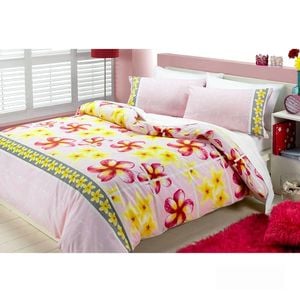 Bloomington 225TC Polyester Cotton Frangipani Quilt Cover Set Soft Pink Single