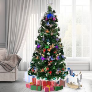 Christabelle 2.4m 8ft Pre-Lit Fibre Optic Artificial Christmas Tree with Multicolour Twinkling Star Lights