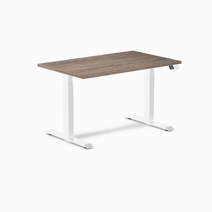 Desky Dual Melamine Sit Stand Desk White Frame 120cm
