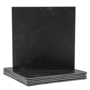 Argon Tableware Square Slate Placemats - Set Of 6 Natural Stone Smooth Edge Slate Dinner Mats Dinnerware Plate Placemats 33cm
