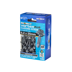 Bremick Vortex Plus Roofing Screw 6.2 x 65mm HEX B8 SR PK100