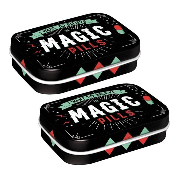 2PK Nostalgic Art 6cm Mint Tin Box Magic Pills Fresh Breath Hard Candy Mints