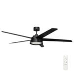 Brilliant 168cm Matte Black X Large 5 Blade Compass LED Light DC Ceiling Fan with Remote