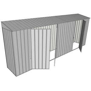 Build-a-Shed 0.8 x 5.2 x 2m Skillion Shed with Double and Single Hinged Side Doors - Zinc