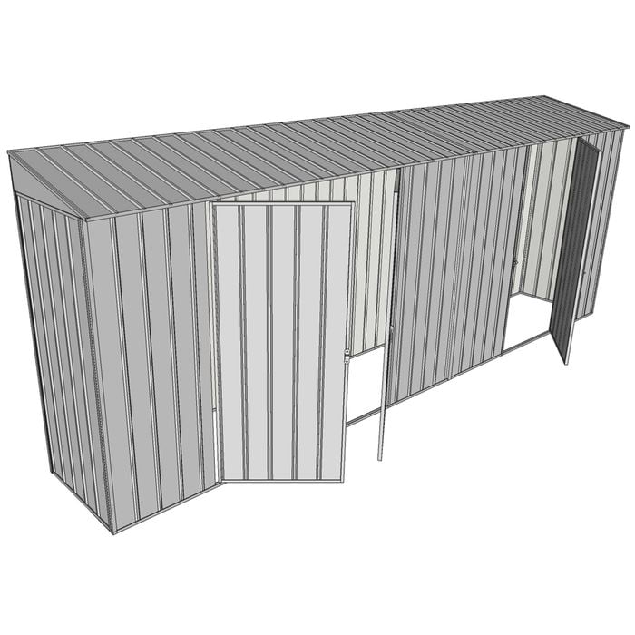 Build-a-Shed 0.8 x 5.2 x 2m Skillion Shed with Double and Single Hinged Side Doors - Zinc