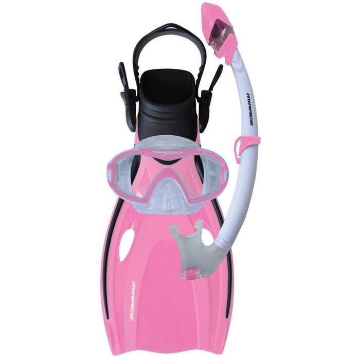 Mirage Dolphin Junior Silitex Mask Fin Snorkel Set Snorkeling Accessories Pink