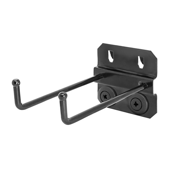 Pinnacle Black Gloss Heavy Duty Double Prong Pegboard Hook - 6 Pack