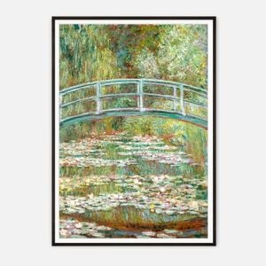 Galrie Monet’s Japanese Bridge Art Print Iconic Impressionist Masterpiece for Home Decor, Black Frame, A3 30x 42cm (12 x 16inch)
