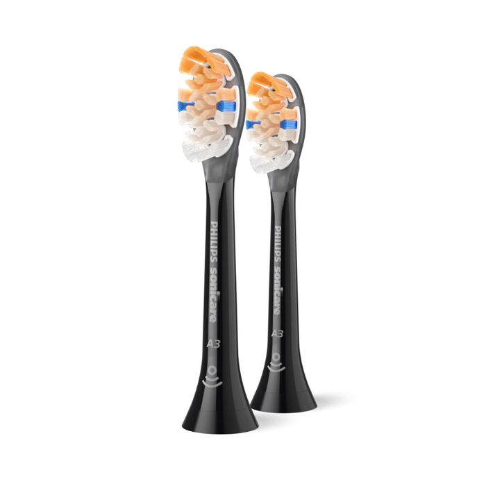 2pc Philips Sonicare A3 Premium All-in-One Brush Head Black Replacement
