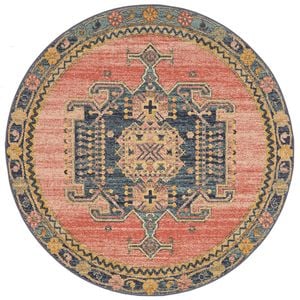 The Rug Connection Heritage 852 Salmon 150x150cm - Small Round Transitional Pet Friendly Indoor Rug