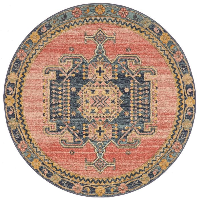 The Rug Connection Heritage 852 Salmon 150x150cm - Small Round Transitional Pet Friendly Indoor Rug