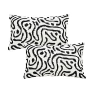 SOGA 2X 30cm Black White Abstract Swirl Pattern Decorative Throw Pillow