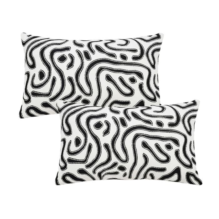 SOGA 2X 30cm Black White Abstract Swirl Pattern Decorative Throw Pillow