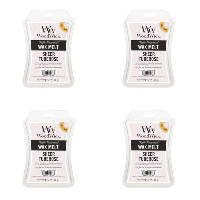 4PK WoodWick Sheer Tuberose Scented Wax Melt Cube 9.7oz