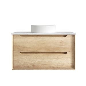 Attica Baia 900mm Natural Oak Vanity with Carrara Stone Top