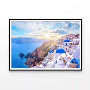 Sunrise In Oia Santorini Greece  Print 100% Australian Made 90x60cm  (poster)