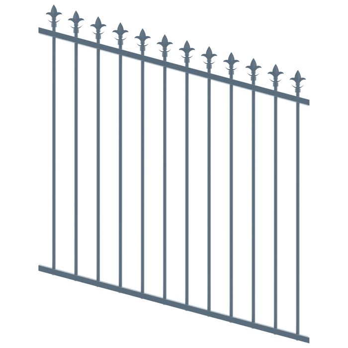 ProtectorAl 0350-1200W x 1200H Deep Ocean Spear Top Pool Fence Panel Raked Up to 15º