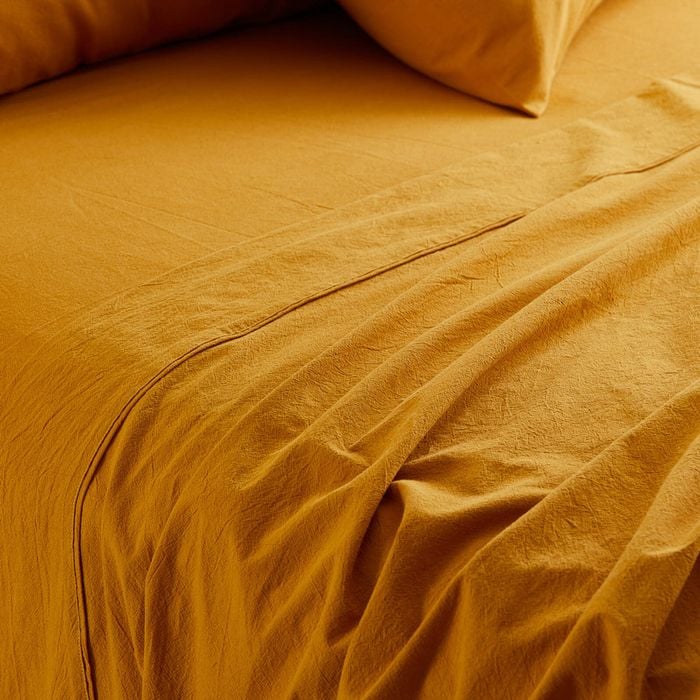 MyHouse Stonewash Flat Sheet 255X260cm 100% Cotton - Mango - Queen
