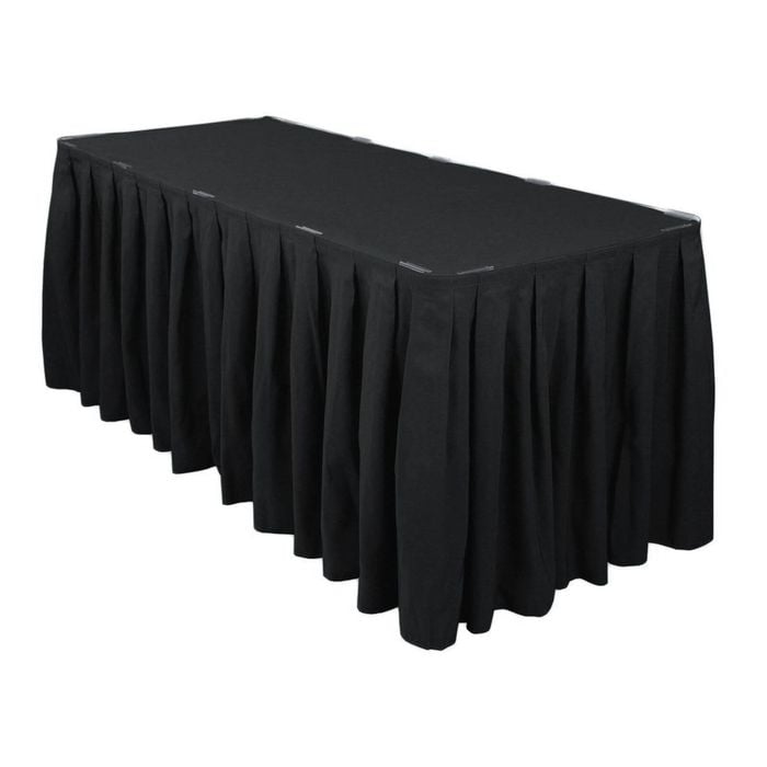 Just Party Linen Black Table Skirt Box Pleat Polyester (3m) with FREE Bag of Clips