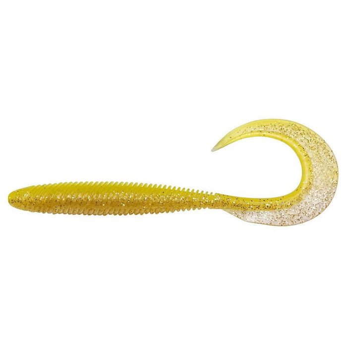 Megabass Kemuri Curly 3.5" Soft Plastic Fishing Lure Chart Back Gold