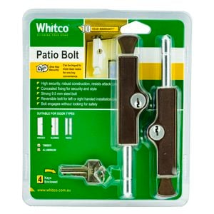 Whitco Mahogany CYL4 Patio Bolt - 2 Pack